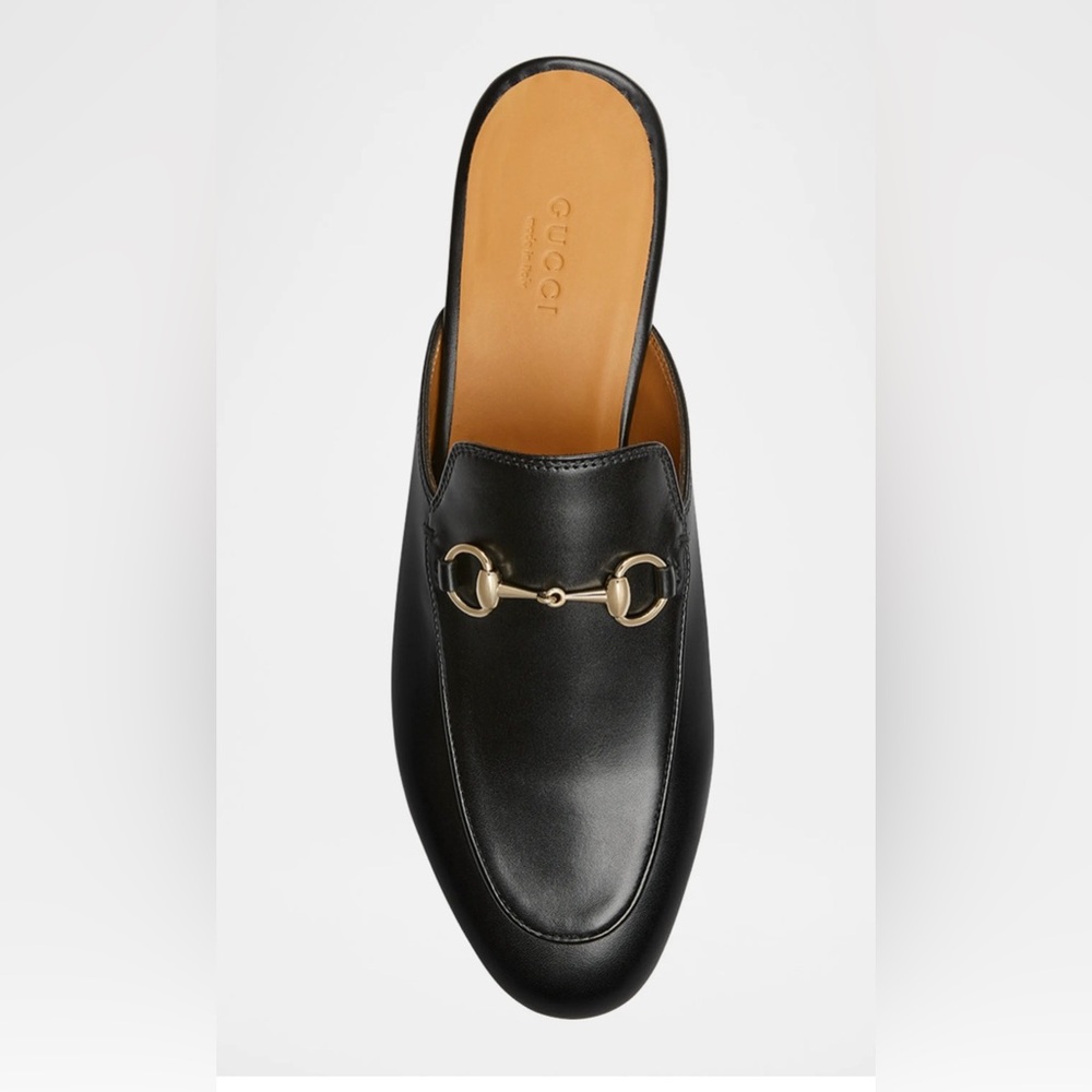 Gucci size 7 Princetown black leather mules loafer slides